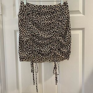 NASTY GAL HEART PRINT MINI SKIRT ADJUSTABLE TIE RUCHING